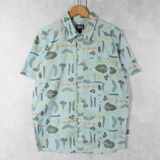 画像1: 2020SS Patagonia ORGANIC COTTON 野菜柄 コットン×ポリエステルシャツ M (1)