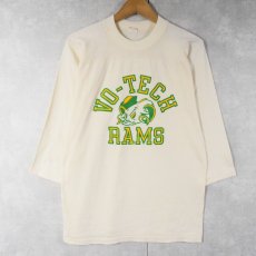 画像1: 80's USA製 "VO-TECH RAMS" プリントフットボールTシャツ M (1)