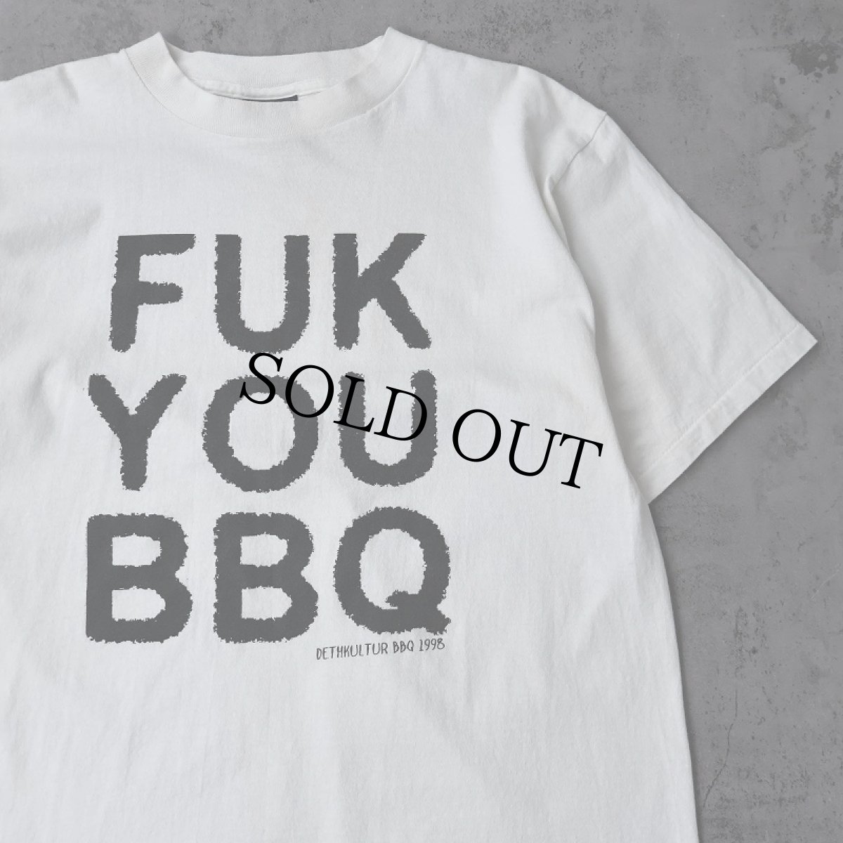 画像1: 90's "FUK YOU BBQ" ジョークプリントTシャツ L (1)