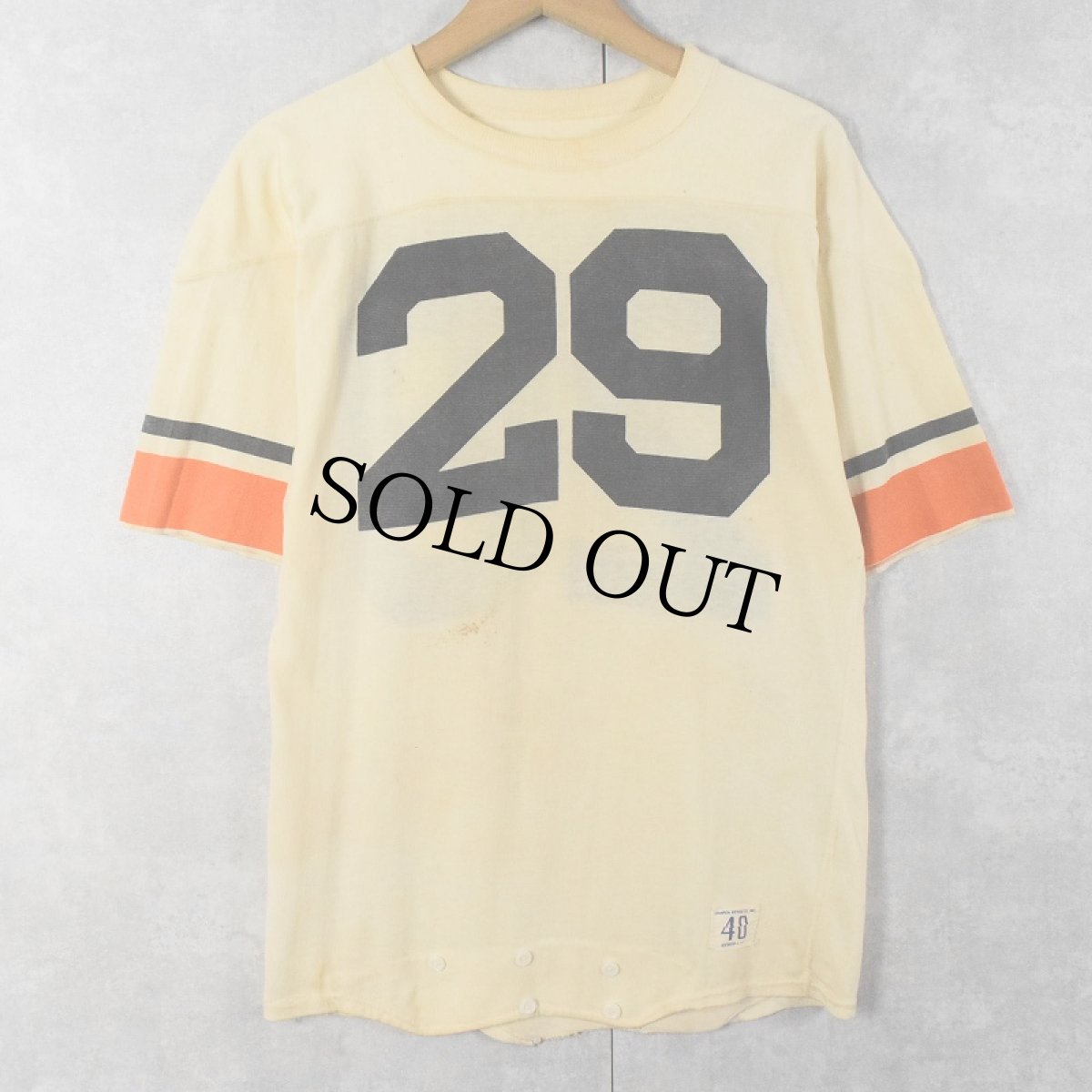 画像1: 50's CHAMPION KNITWEAR CO "29" ナンバリング フットボールTシャツ 40 (1)