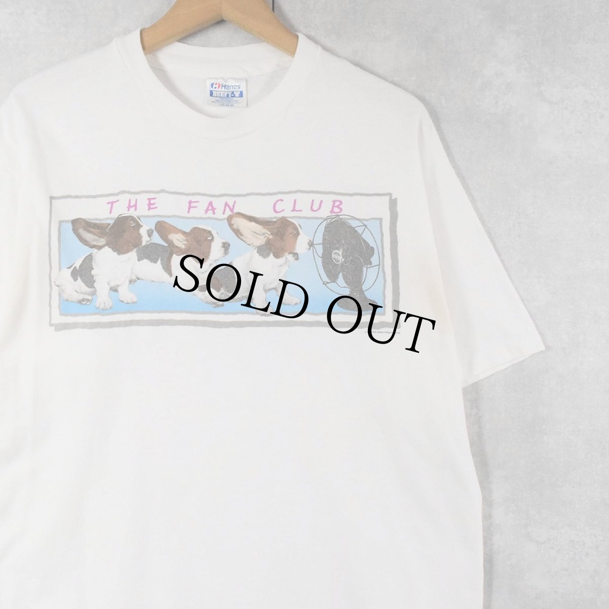 画像1: 90's "THE FAN CLUB" 犬イラストプリントTシャツ L (1)