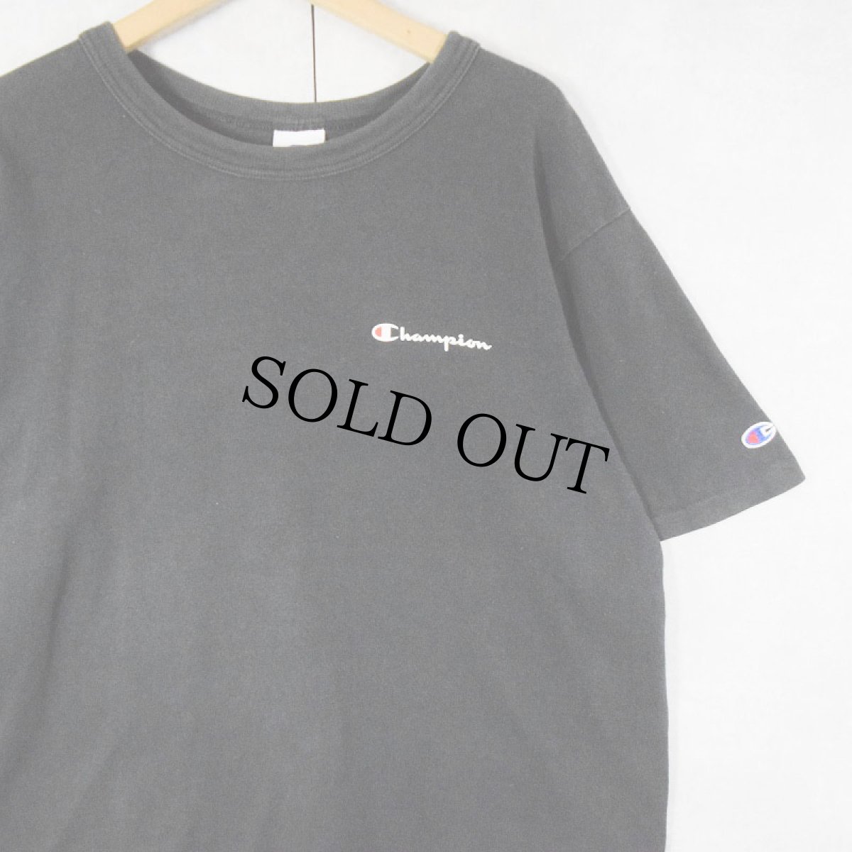 画像1: 90's Champion USA製 ロゴプリントTシャツ BLACK L (1)