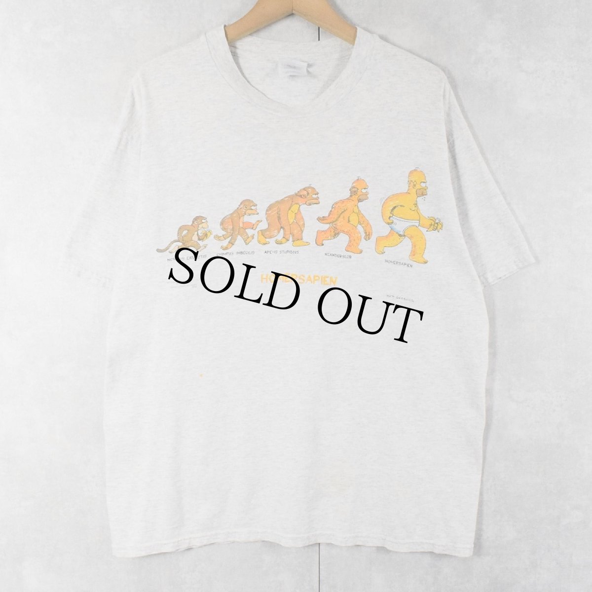 画像1: 90's THE SIMPSONS "HOMERSAPIEN" キャラクタープリントTシャツ L (1)