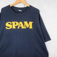 画像1: 90's SPAM USA製 染み込みプリントTシャツ NAVY XL (1)