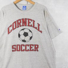画像1: 80〜90's Champion 青刺繍タグ 後期 USA製 "CORNELL SOCCER" プリントTシャツ XXL (1)