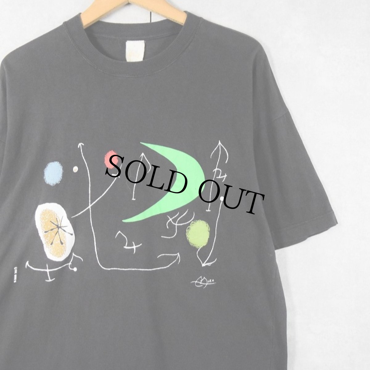 画像1: 90's Joan Miro アートプリントTシャツ BLACK (1)