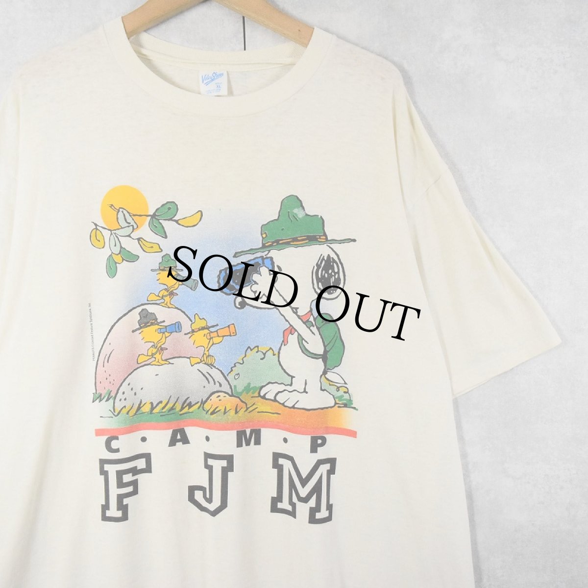 画像1: 90's SNOOPY USA製 "CAMP FJM" キャラクタープリントTシャツ XL (1)