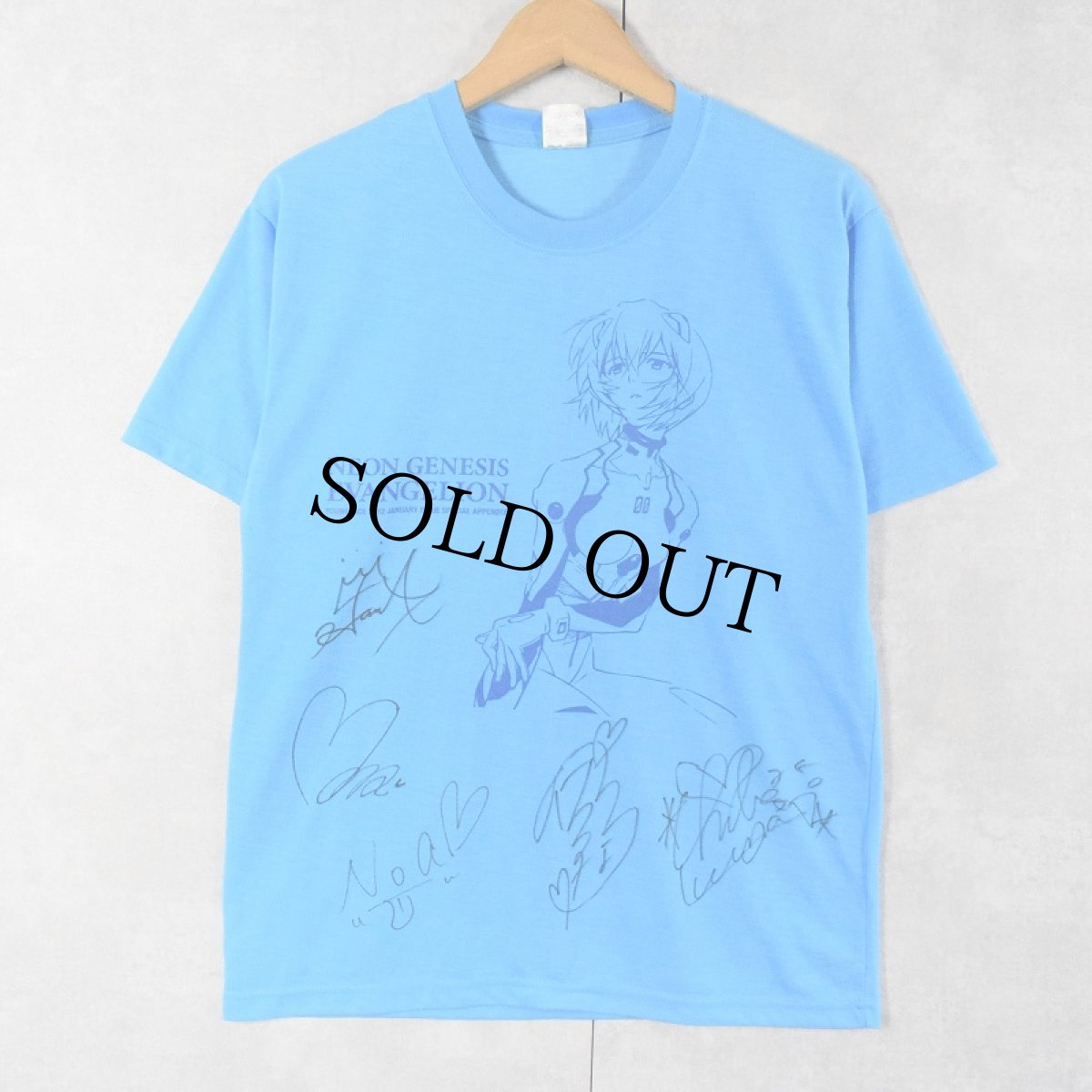 画像1: 2000's 綾波レイ ''NEON GENESIS EVANGELION'' サイン入り アニメプリントTシャツ  (1)