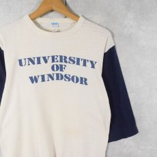 画像1: 70〜80's Champion USA製 バータグ "UNIVERSITY OF WINDSOR" 染み込みプリント カレッジTシャツ L (1)