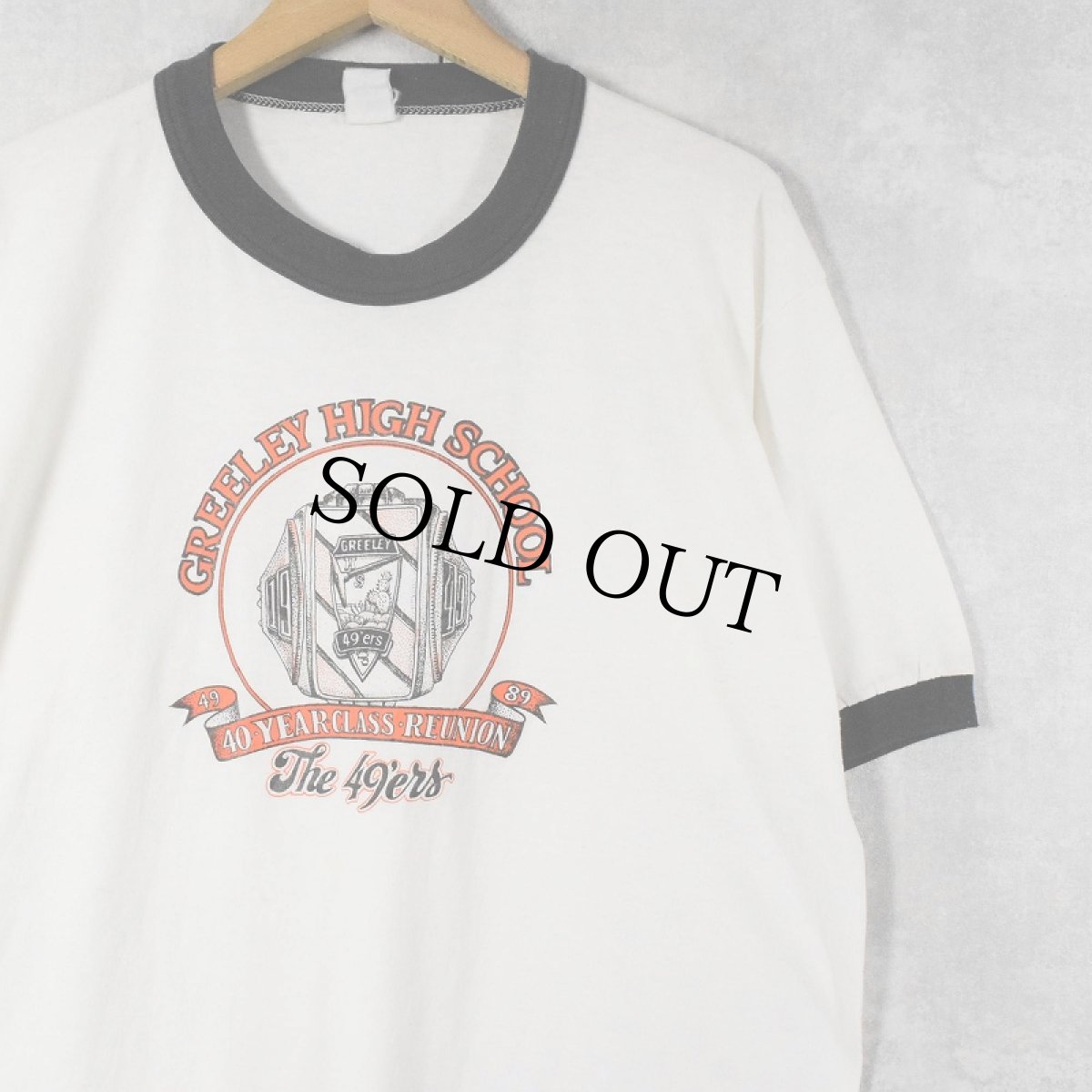 画像1: 80's "GREELEY HIGH SCHOOL" プリントリンガーTシャツ L (1)