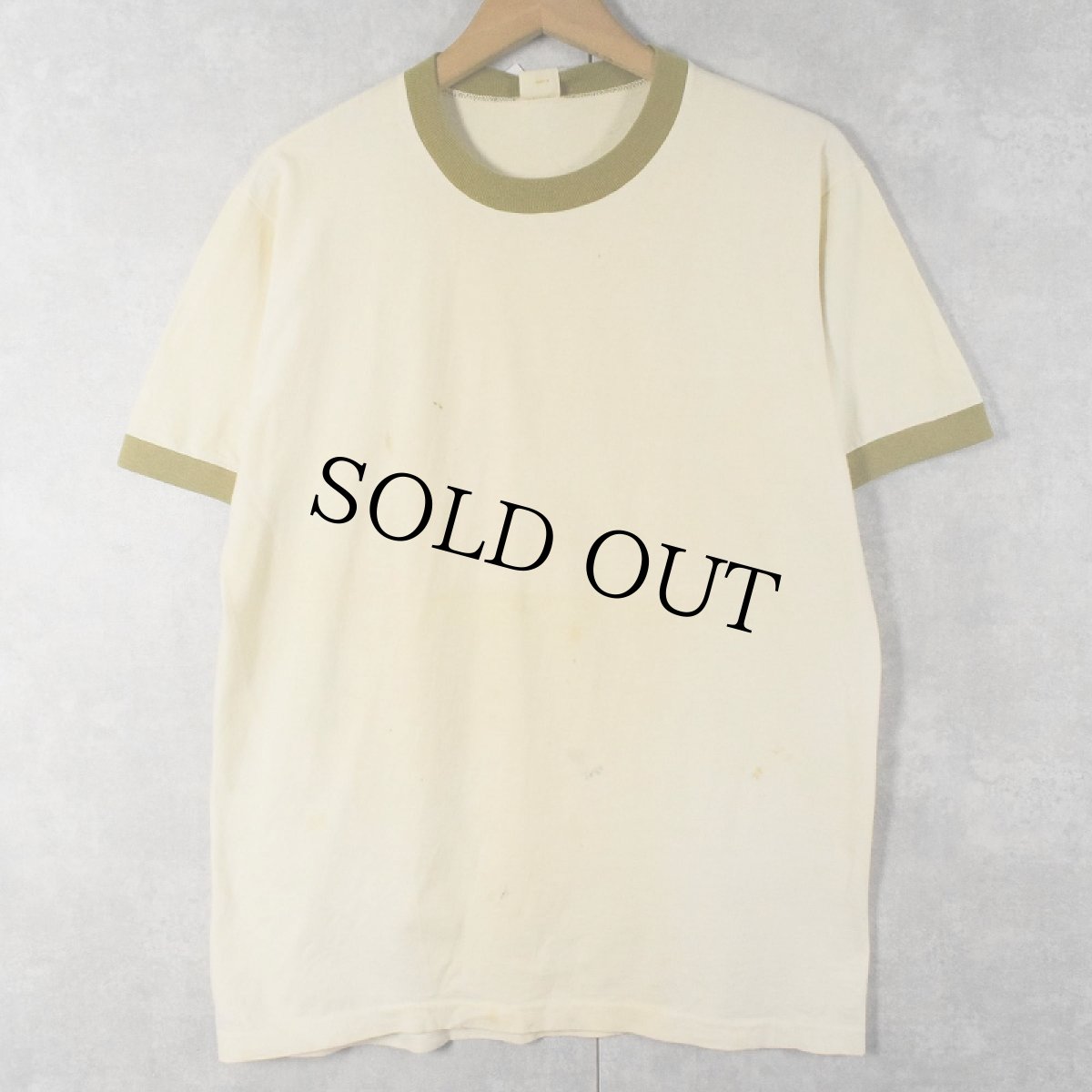 画像1: 70's TOWNCRAFT "Plus" 無地 リンガーTシャツ L (1)
