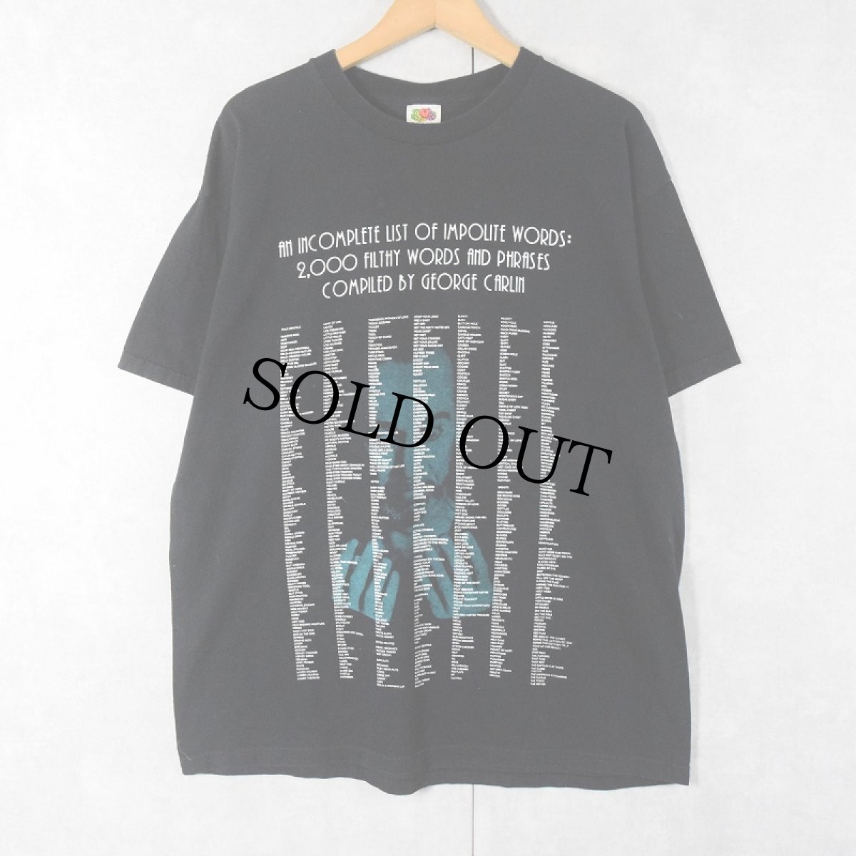 画像1: George Carlin 放送禁止用語リスト コメディアンプリントTシャツ BLACK XL (1)
