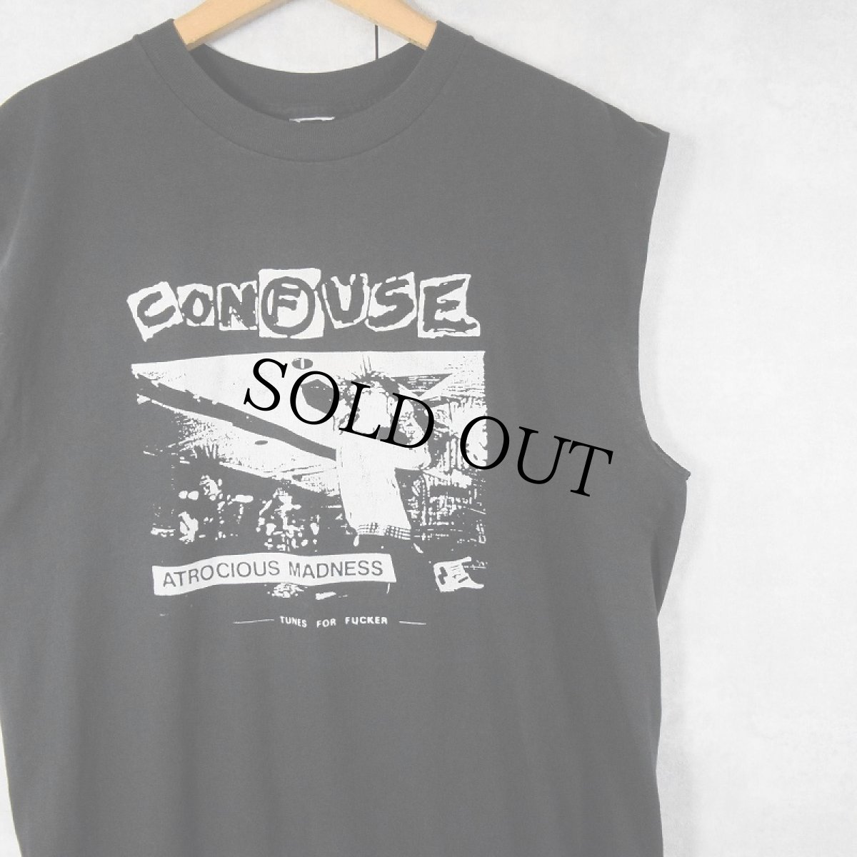 画像1: Atrocious Madness ハードコアパンクバンド カットオフスリーブTシャツ BLACK (1)