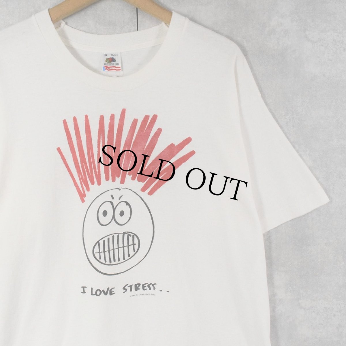 画像1: 90's USA製 "I LOVE STRESS..." イラストプリントTシャツ XL (1)