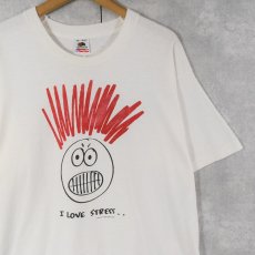 画像1: 90's USA製 "I LOVE STRESS..." イラストプリントTシャツ XL (1)