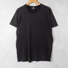 画像1: 80's FRUIT OF THE LOOM USA製 無地ポケットTシャツ BLACK L (1)