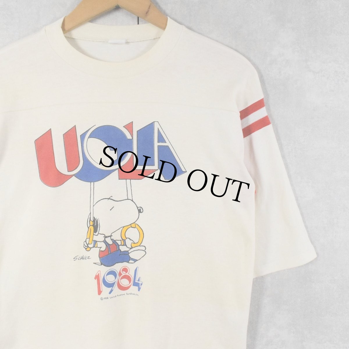 画像1: 80's SNOOPY "UCLA" キャラクタープリント フットボールTシャツ (1)