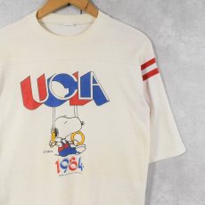 画像1: 80's SNOOPY "UCLA" キャラクタープリント フットボールTシャツ (1)