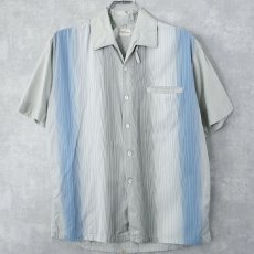 画像1: 60〜70's Pioneer ストライプ柄 コットンオープンカラーシャツ M (1)