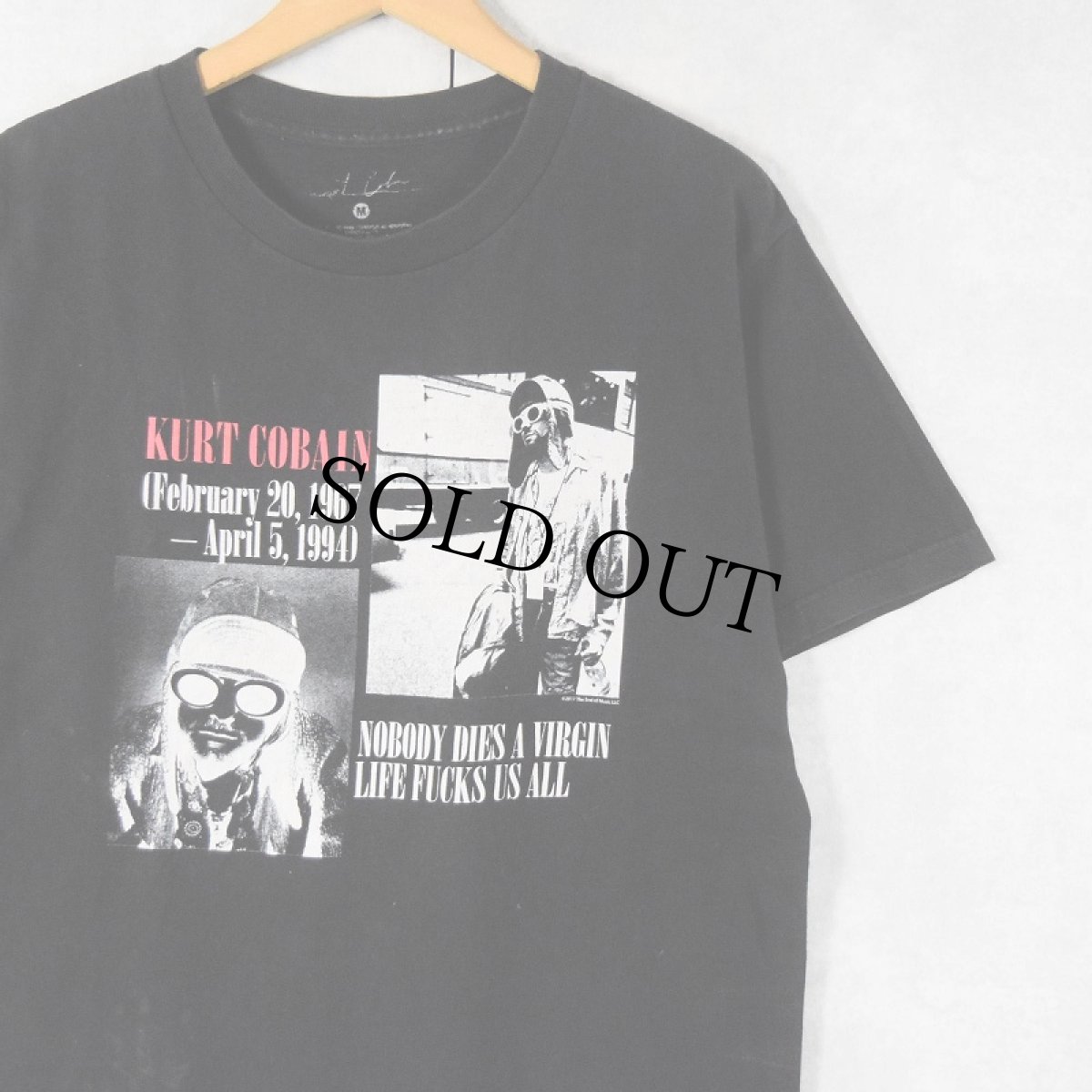 画像1: KURT COBAIN ミュージシャン 追悼プリントTシャツ BLACK M (1)