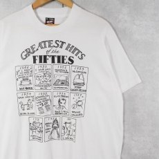 画像1: 90's USA製 "GREATEST HITS of the FIFTIES" シュールイラストプリントTシャツ XL (1)