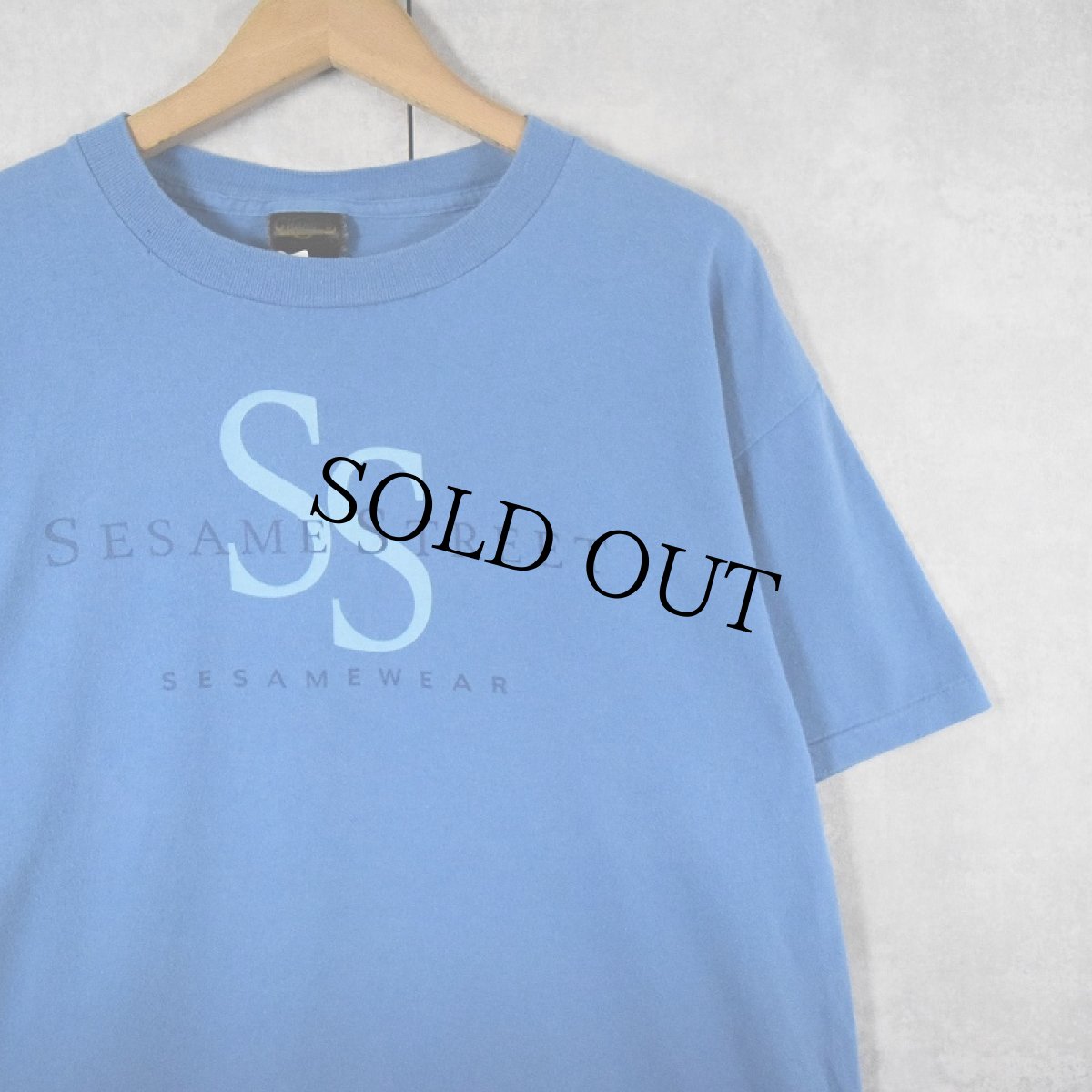 画像1: 90's SESAMESTREET USA製 パロディプリントTシャツ L (1)