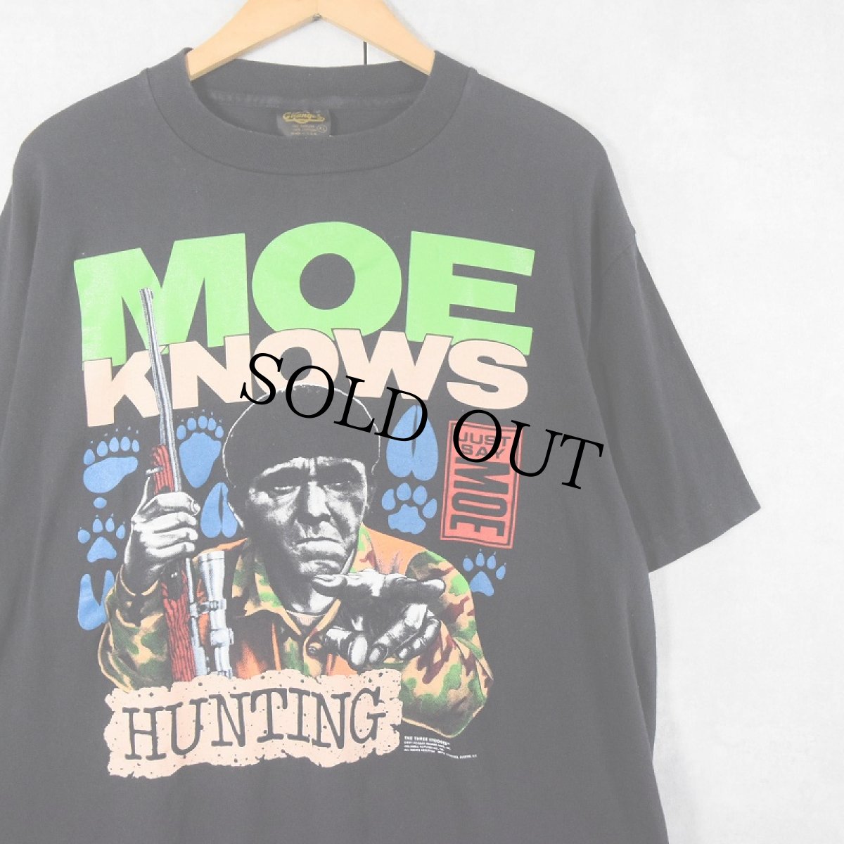 画像1: 90's The Three Stooges USA製 "MOE KNOWS" コメディアンプリントTシャツ BLACK XL (1)
