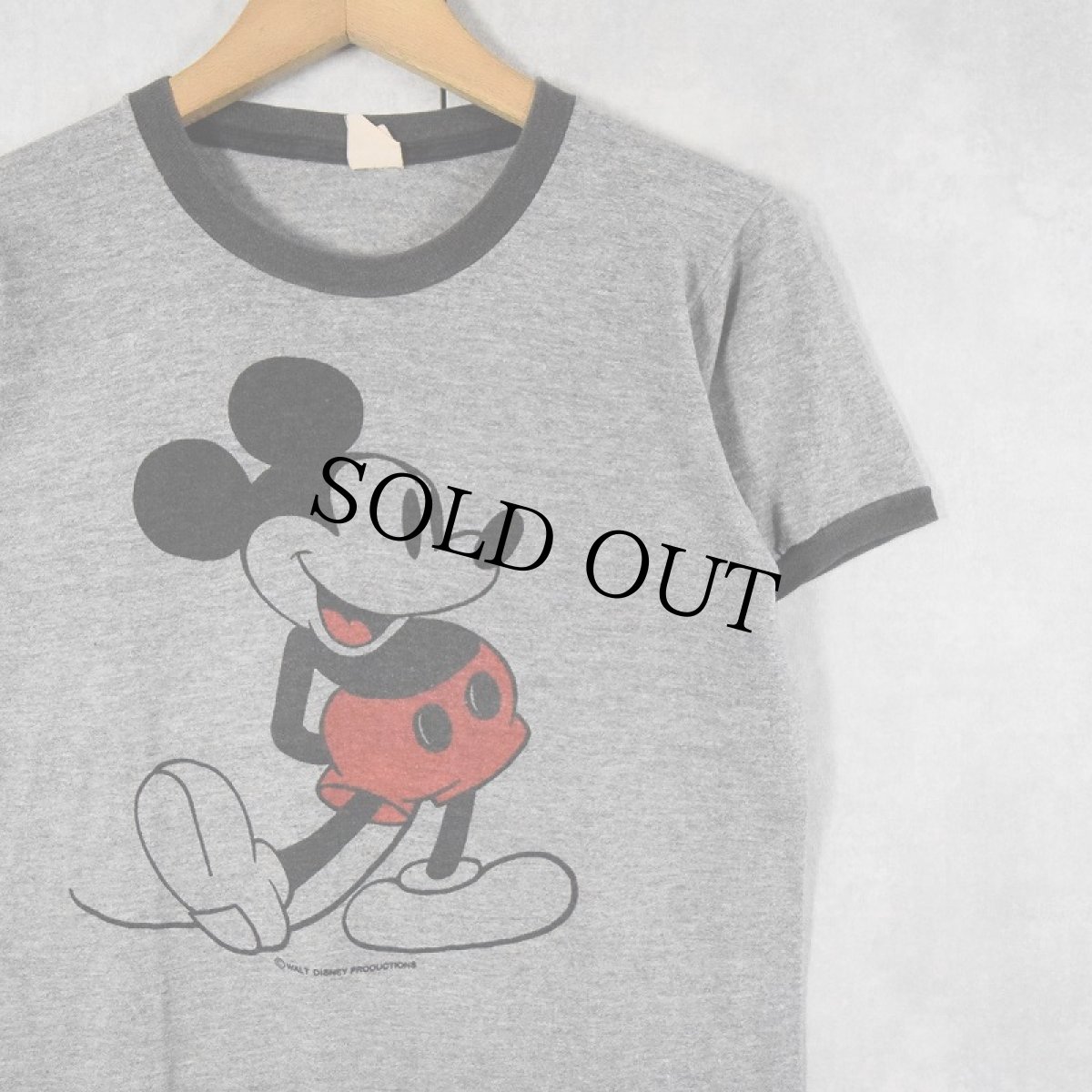 画像1: 70〜80's DISNEY "MICKEY MOUSE" 染み込みプリント リンガーTシャツ (1)