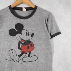 画像1: 70〜80's DISNEY "MICKEY MOUSE" 染み込みプリント リンガーTシャツ (1)