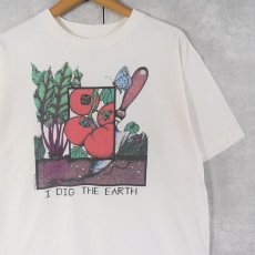 画像1: 90's USA製 "I DIG THE EARTH" 野菜イラストプリントTシャツ L (1)