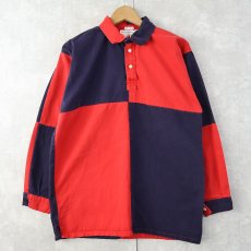 画像1: HALBRO パネル切り替え コットンプルオーバーシャツ NAVY×RED (1)