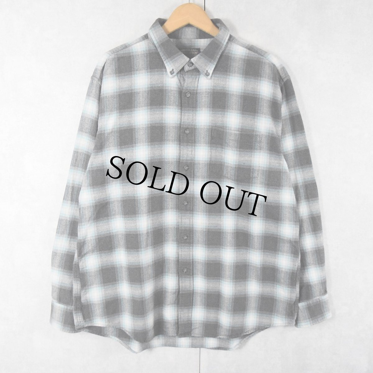 画像1: PENDLETON オンブレーチェック柄 コットンボタンダウンシャツ XL (1)