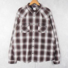 画像1: Patagonia オンブレーチェック柄 オーガニックコットンシャツ XL (1)