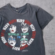 画像1: 1979 KISS "WORLD TOUR 79" ハードロックバンドツアーTシャツ M (1)