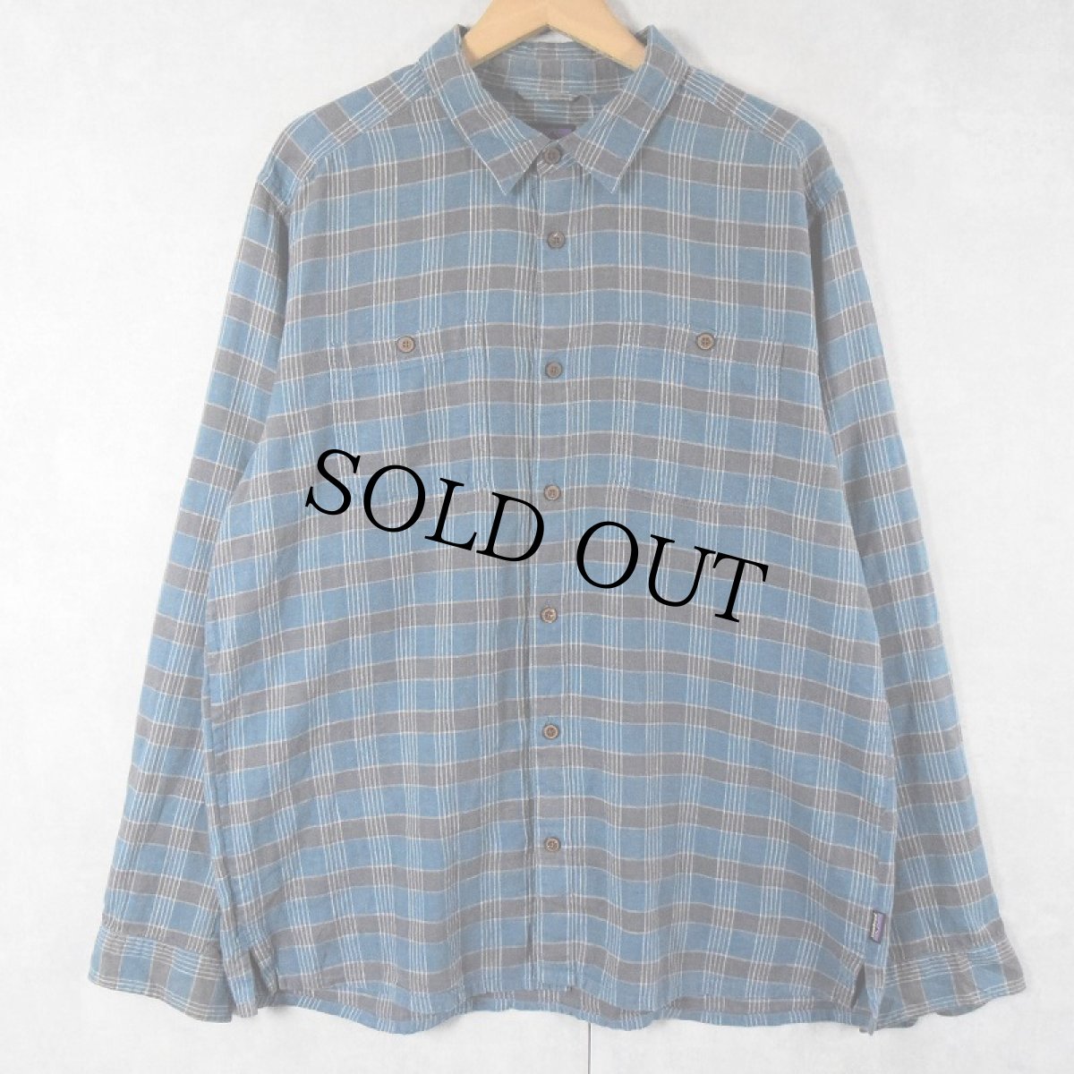 画像1: Patagonia チェック柄 オーガニックコットンシャツ L (1)