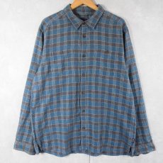 画像1: Patagonia チェック柄 オーガニックコットンシャツ L (1)