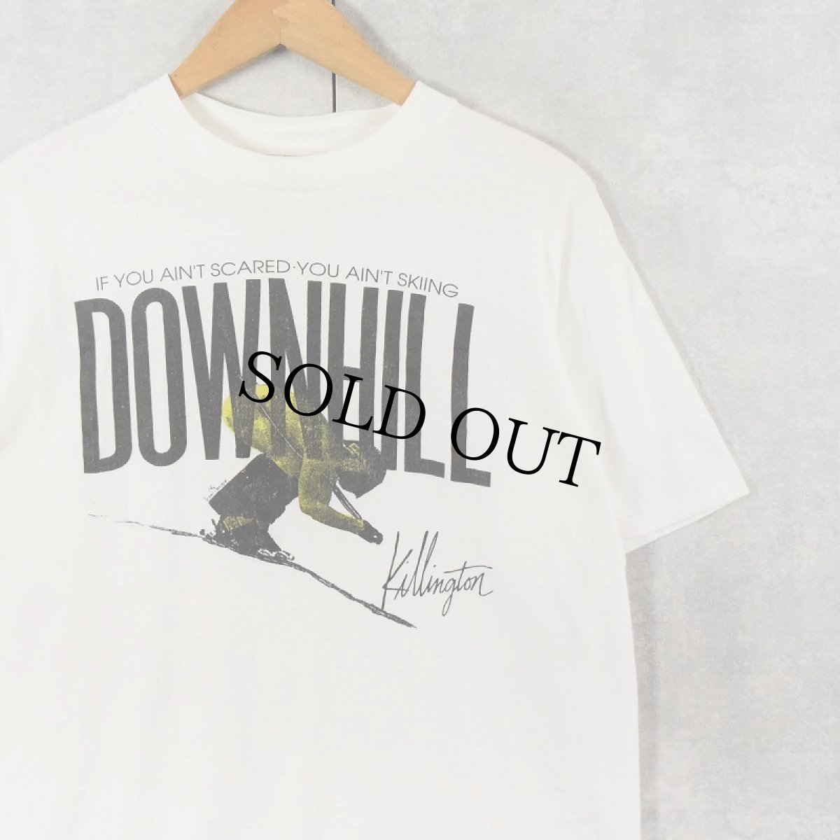 画像1: 2000's DOWNHILL "IF YOU AIN'T SCARED, YOU AIN'T SKIING" プリントTシャツ L (1)