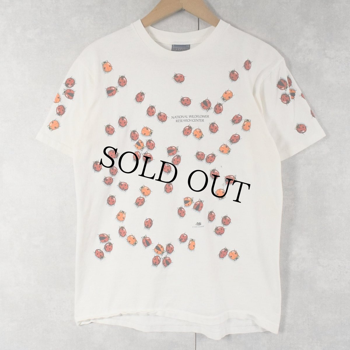 画像1: 90's USA製 "NATIONAL WILDFLOWER RESERCH CENTER" てんとう虫 プリントTシャツ M (1)