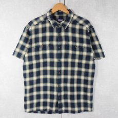 画像1: Patagonia チェック柄 オーガニックコットンシャツ L (1)