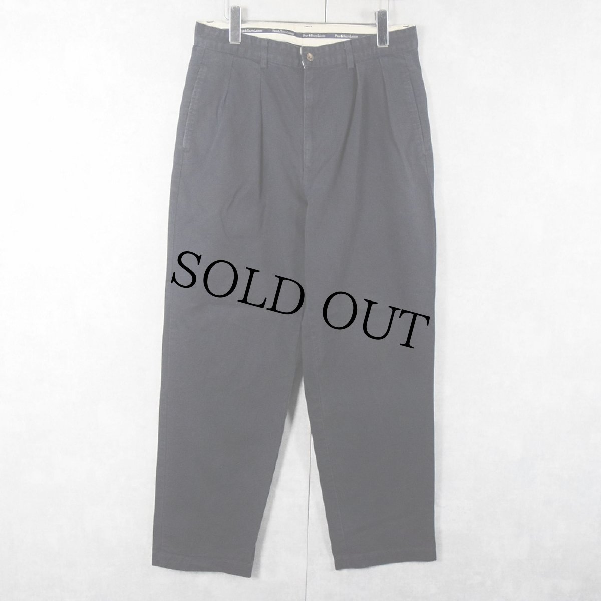 画像1: 90's Ralph Lauren POLO CHINO USA製 2タック チノトラウザーズ NAVY W32 (1)