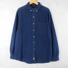 画像1: EMS インディゴ 鹿の子ボタンダウンシャツ M (1)