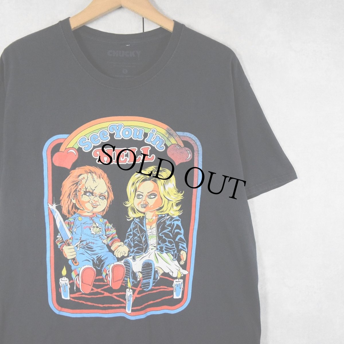 画像1: Child's Play "Chucky" ホラー映画プリントTシャツ BLACK L (1)
