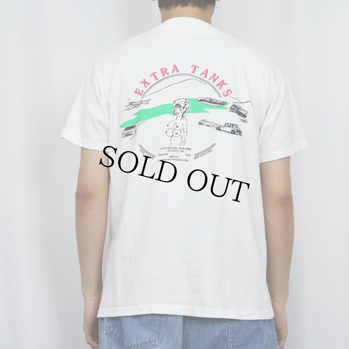 画像4: 90's USA製 "EXTRA TANKS" イラストプリント エロTシャツ L (4)
