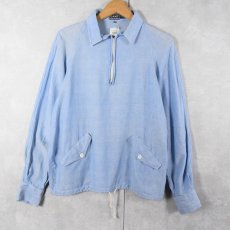 画像1: 80's GANT ハーフジップ コットンシャツ (1)