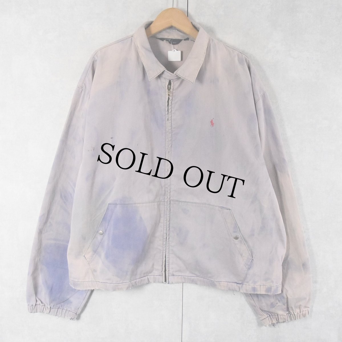 画像1: 80's POLO Ralph Lauren USA製 ブリーチ加工 コットンスイングトップ XXL (1)