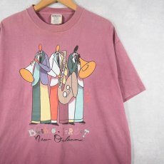 画像1: 90's USA製 "JAZZ Bourbon Street" イラストプリントTシャツ L (1)