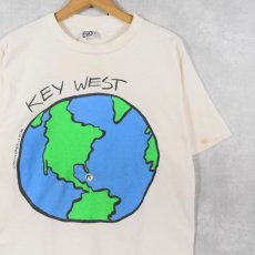 画像1: 80's〜 GRAVITY GRAPHICS USA製 "KEY WEST" 地球イラストプリントTシャツ L (1)
