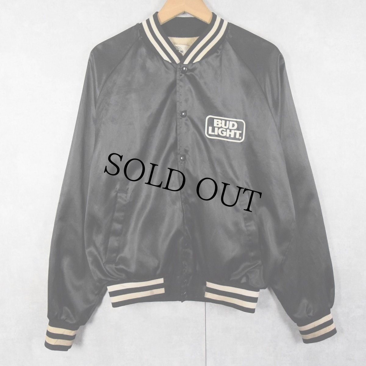 画像1: 80's Budweiser USA製 "BUDLIGHT" ビールメーカー プリントナイロンスタジャン L (1)