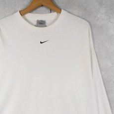 画像1: 90's NIKE USA製 ロゴ刺繍 ロンT L (1)