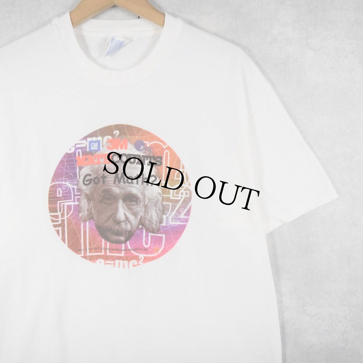 画像1: 90's Albert Einstein "Got Math?" 偉人プリントTシャツ L (1)
